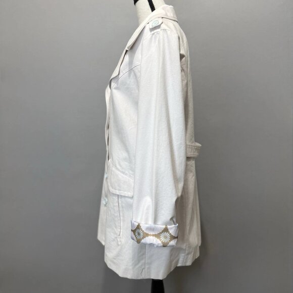 Towne Collection By London Fog Women's L Trench Coat Ivory Floral Lining Jacket - Picture 2 of 12